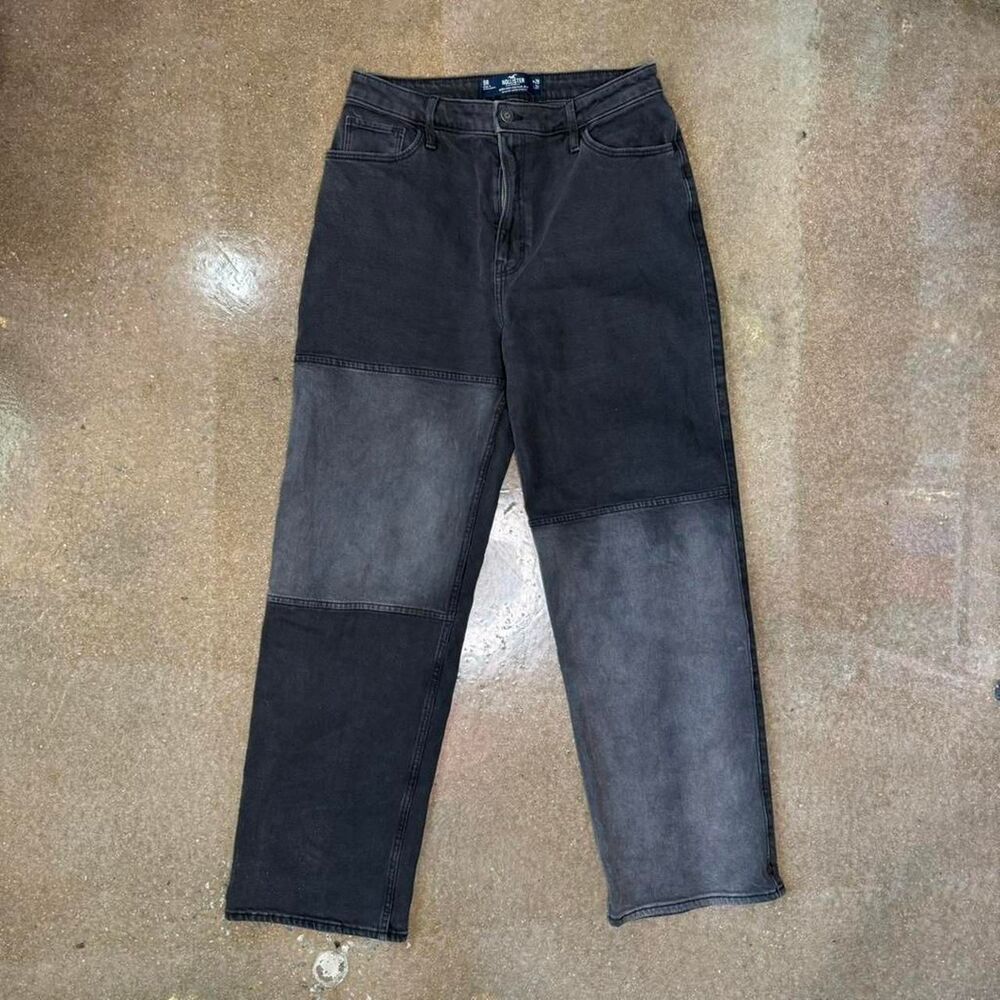 Hollister Black Faded Jeans Straight Fit Grunge Washed 29x31‎